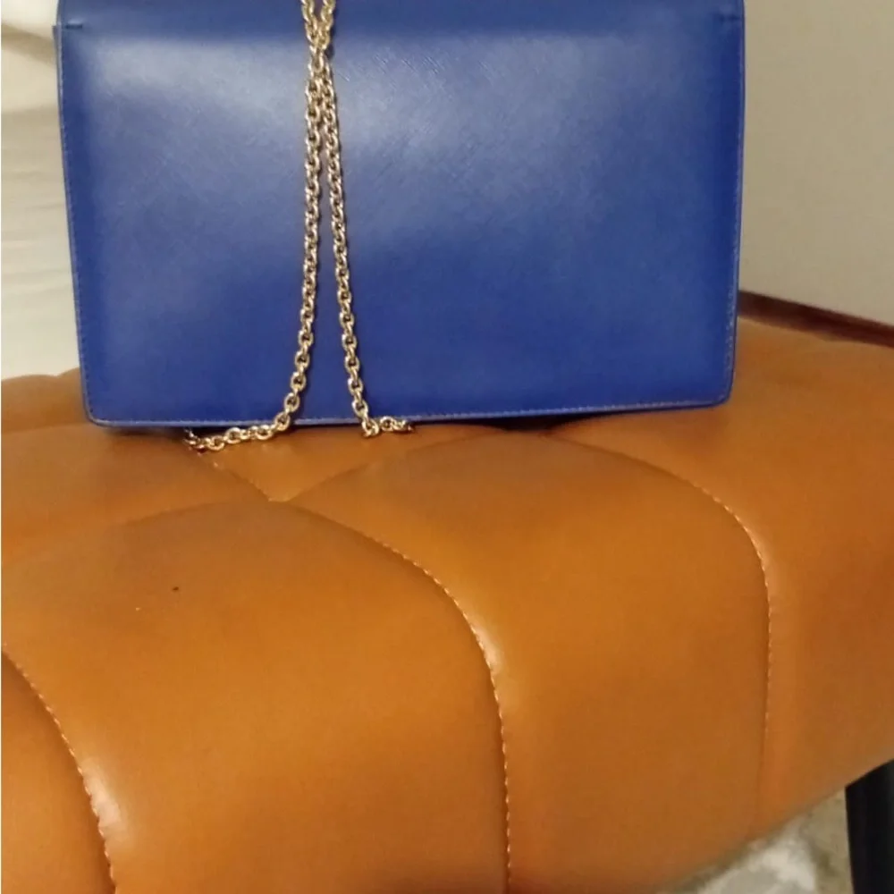 Salvatore Ferragamo Blue and Gold Clutch with Bow Detail - Picture 4 of 5